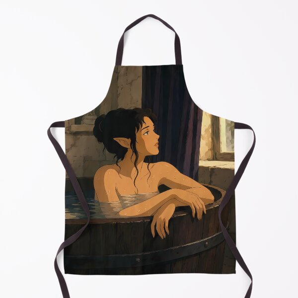 Item preview, Elf Bathhouse Serenity – Fantasy Anime Elf Girl Art designed and sold by Hollow Moon Studios..