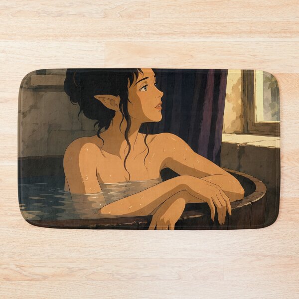 Item preview, Elf Bathhouse Serenity – Fantasy Anime Elf Girl Art designed and sold by  Hollow Moon Studios..