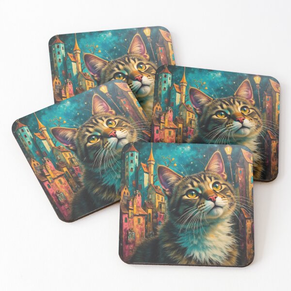 Item preview, Magical Night Cat Village designed and sold by Beyond The Canvas.