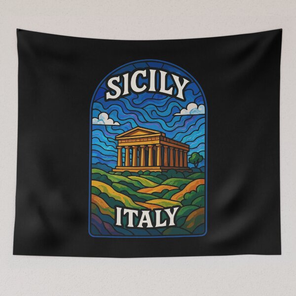 Item preview, Sicily Italy Stained Glass Art Travel designed and sold by TomFrontierArt.