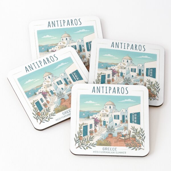 Item preview, Antiparos Greece Mediterranean Summer - Vintage Travel Illustration designed and sold by angelisart.
