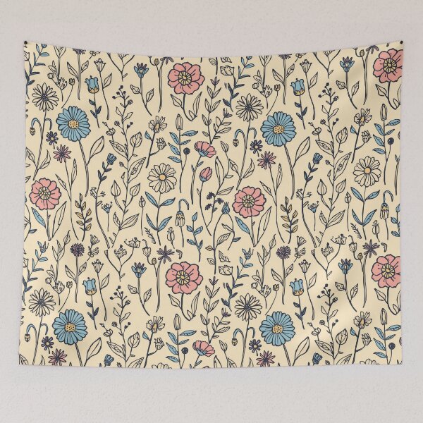 Item preview, Pastel Botanical Wildflower Meadow Vintage Pattern designed and sold by NuvoraNest.