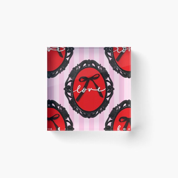 Item preview, My Gothic Romance – Victorian Cameo Bow Pattern in Pink Black and Crimson designed and sold by VirtuallyCreativ .