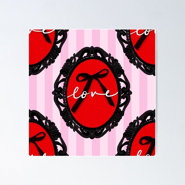 Item preview, My Gothic Romance – Victorian Cameo Bow Pattern in Pink Black and Crimson designed and sold by VirtuallyCreativ .