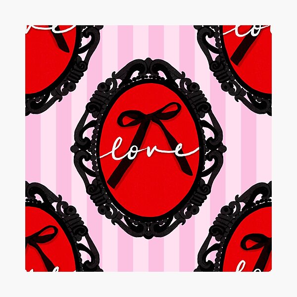 Item preview, My Gothic Romance – Victorian Cameo Bow Pattern in Pink Black and Crimson designed and sold by VirtuallyCreativ .