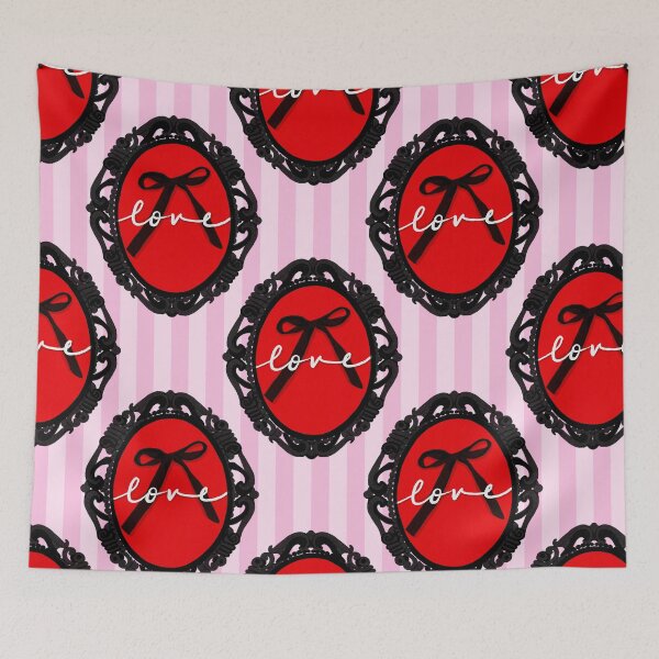 Item preview, My Gothic Romance – Victorian Cameo Bow Pattern in Pink Black and Crimson designed and sold by VirtuallyCreativ .