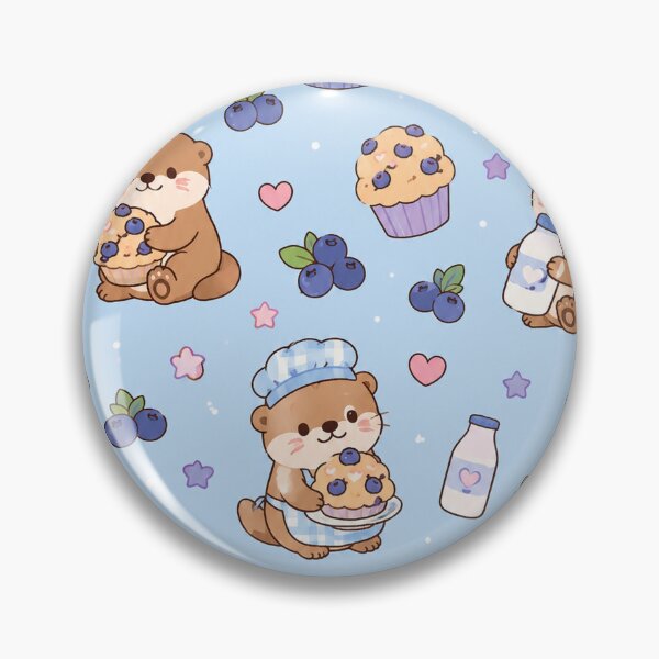 Item preview, Cute Otter Blueberry Muffin Kawaii Pattern designed and sold by Soft Berry Studio.