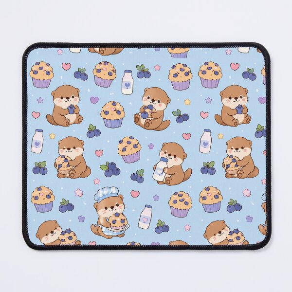 Item preview, Cute Otter Blueberry Muffin Kawaii Pattern designed and sold by Soft Berry Studio.