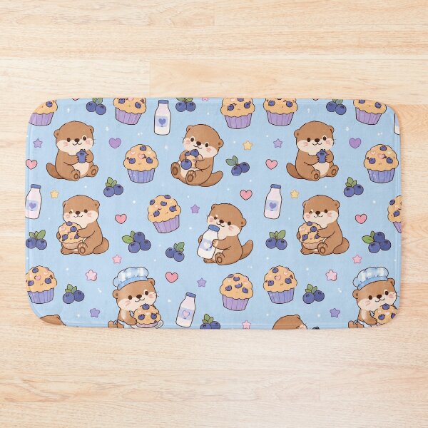 Item preview, Cute Otter Blueberry Muffin Kawaii Pattern designed and sold by Soft Berry Studio.