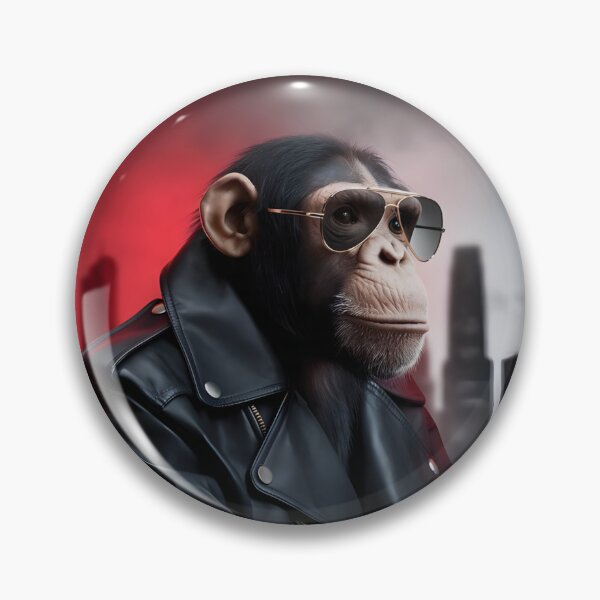 Item preview, Cool chimpanzee in a leather jacket. designed and sold by MyHappyArtShop.