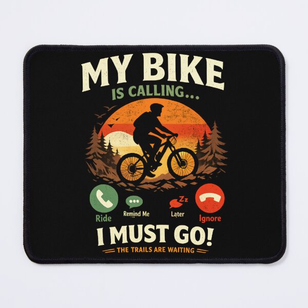 Item preview, My Bike Is Calling - Mountain Biking Adventure Retro Trail Rider designed and sold by SidTastic .