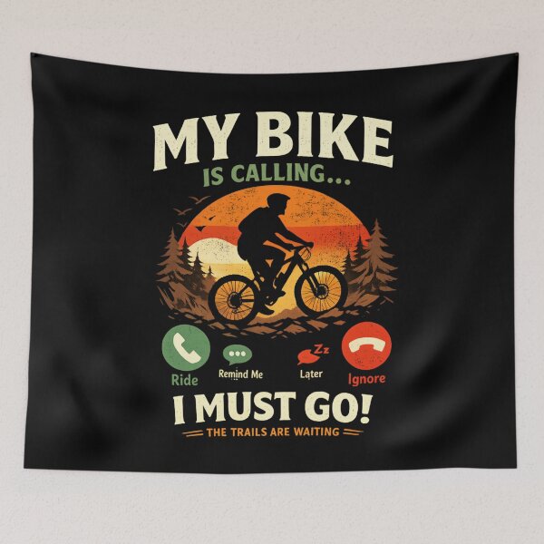 Item preview, My Bike Is Calling - Mountain Biking Adventure Retro Trail Rider designed and sold by SidTastic .