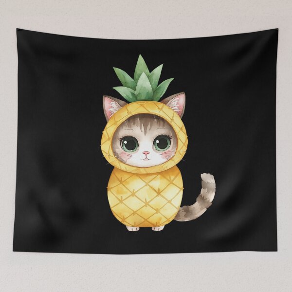 Item preview, Cute little pineapple cat in kawaii style designed and sold by uunaa.