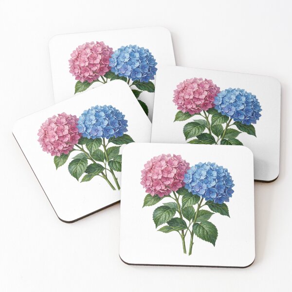 Item preview, Pink and Blue Hydrangea Botanica Watercolor Painting designed and sold by SOUFIANE1991.