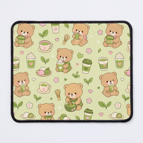 Item preview, Cute Teddy Bear Matcha Tea Kawaii Pattern designed and sold by Soft Berry Studio.