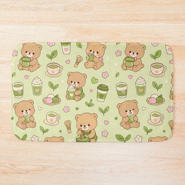 Item preview, Cute Teddy Bear Matcha Tea Kawaii Pattern designed and sold by Soft Berry Studio.