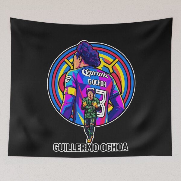 Item preview, Guillermo Ochoa Goalkeeper Stylized Football Art designed and sold by Tsugraf Designs.
