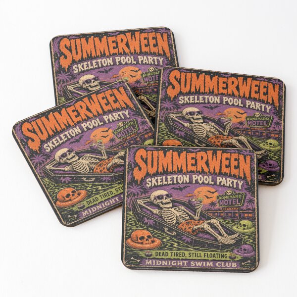 Item preview, Summerween Skeleton Pool Party Retro Halloween designed and sold by POD DYNASTY.