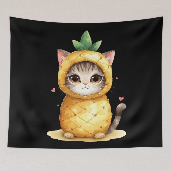 Item preview,  Cute little pineapple cat in kawaii style designed and sold by uunaa.