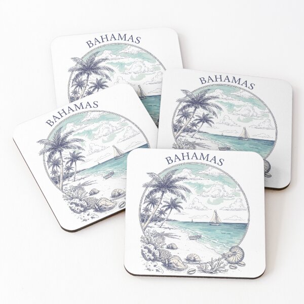 Item preview, Bahamas Tropical Beach Paradise Illustration designed and sold by jcsstore.