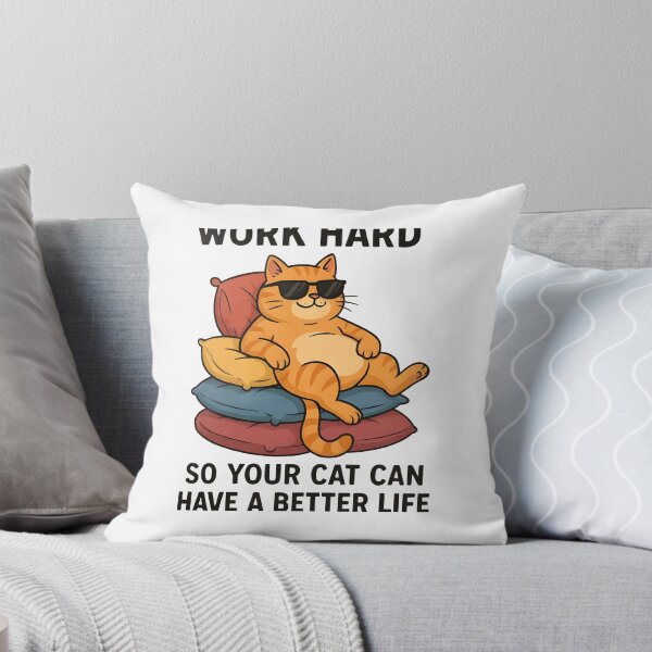 Item preview, Spoil Your Cat Life – Lazy Cat on Pillow Throne Funny Tee designed and sold by Glamour Gaze .