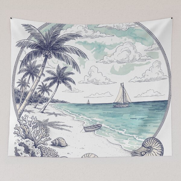 Item preview, Bahamas Tropical Beach Paradise Illustration designed and sold by jcsstore.