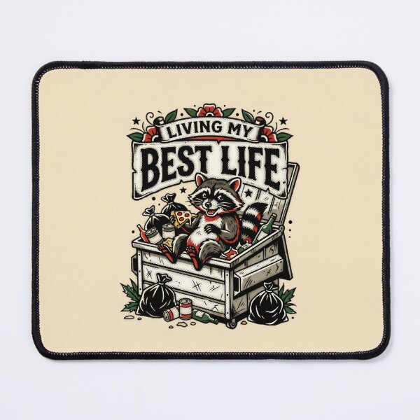 Item preview, Living My Best Life Raccoon Dumpster Tattoo Flash Graphic — Funny Dark Humor Sarcastic designed and sold by SkTee2k.
