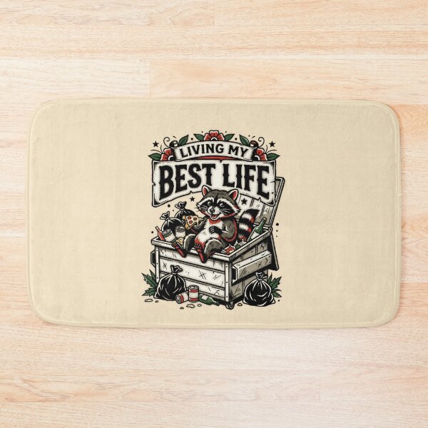 Item preview, Living My Best Life Raccoon Dumpster Tattoo Flash Graphic — Funny Dark Humor Sarcastic  designed and sold by SkTee2k.