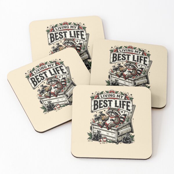 Item preview, Living My Best Life Raccoon Dumpster Tattoo Flash Graphic — Funny Dark Humor Sarcastic  designed and sold by SkTee2k.