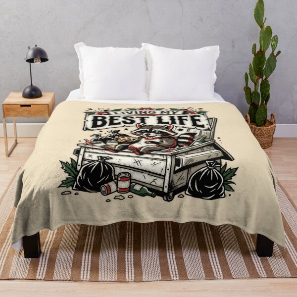 Item preview, Living My Best Life Raccoon Dumpster Tattoo Flash Graphic — Funny Dark Humor Sarcastic designed and sold by SkTee2k.