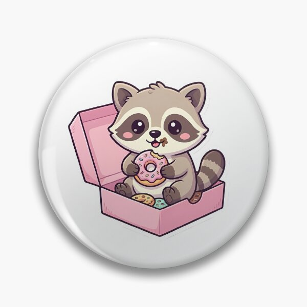 Item preview, Cute Kawaii Baby Raccoon Eating Donut in Box designed and sold by YALLABUY.