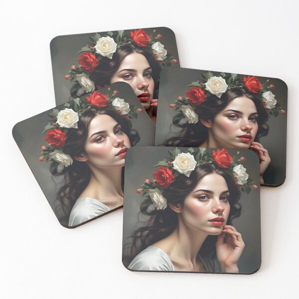 Item preview, Woman with flowers wall art print designed and sold by MK26Designs.