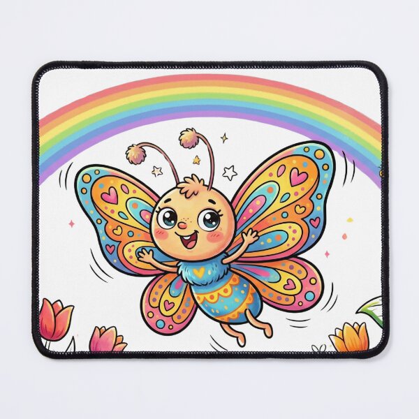Item preview, Cute Butterfly Rainbow Colorful Hearts Meadow Watercolor Art designed and sold by DH-ArtLab.