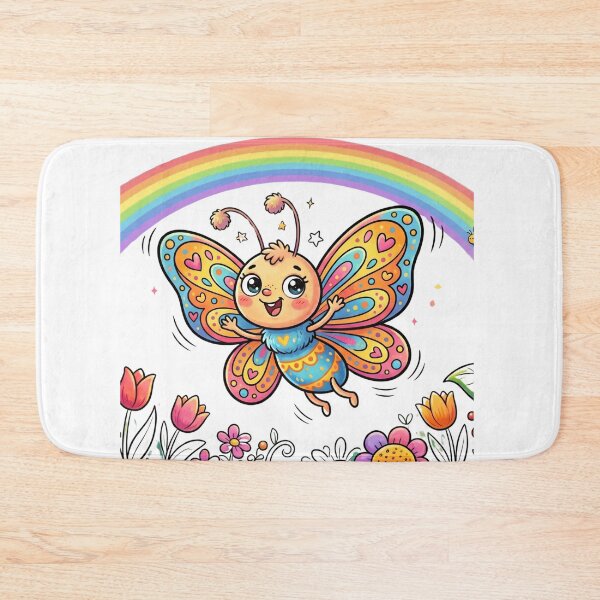 Item preview, Cute Butterfly Rainbow Colorful Hearts Meadow Watercolor Art designed and sold by DH-ArtLab.