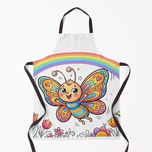 Item preview, Cute Butterfly Rainbow Colorful Hearts Meadow Watercolor Art designed and sold by DH-ArtLab.