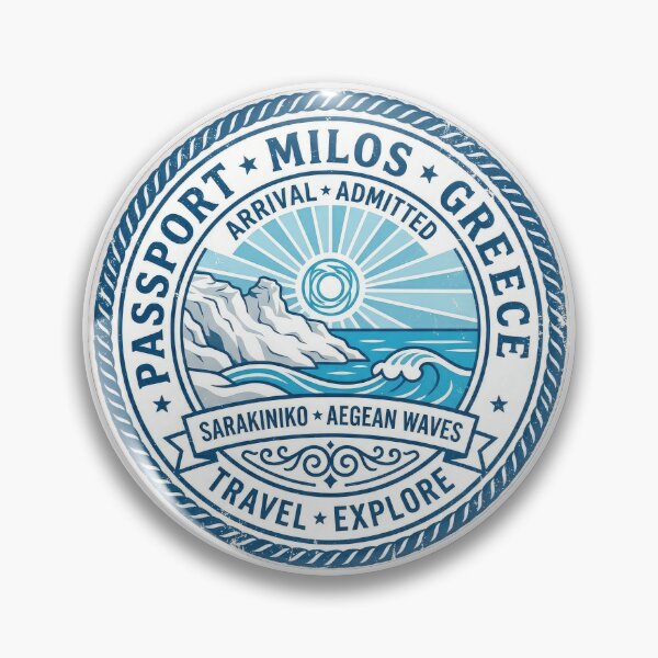 Item preview, Milos Greece Passport Stamp - Sarakiniko Aegean Waves Travel Art designed and sold by angelisart.