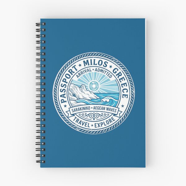 Item preview, Milos Greece Passport Stamp - Sarakiniko Aegean Waves Travel Art designed and sold by angelisart.