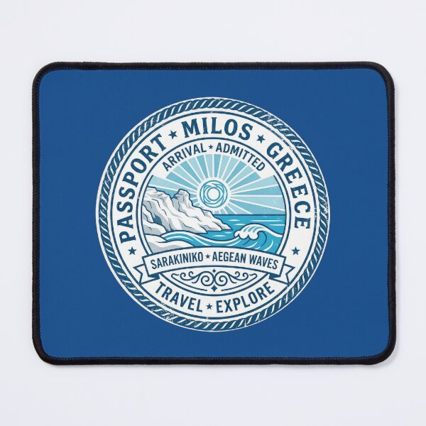 Item preview, Milos Greece Passport Stamp - Sarakiniko Aegean Waves Travel Art designed and sold by angelisart.