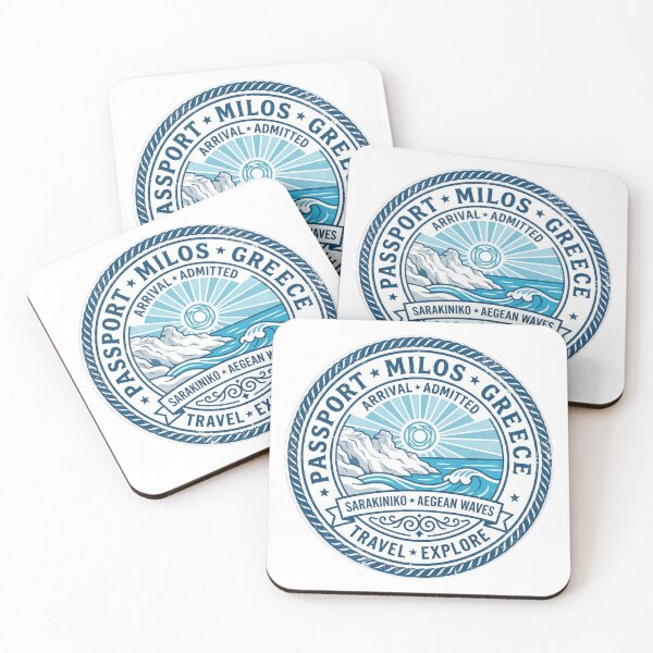 Item preview, Milos Greece Passport Stamp - Sarakiniko Aegean Waves Travel Art designed and sold by angelisart.