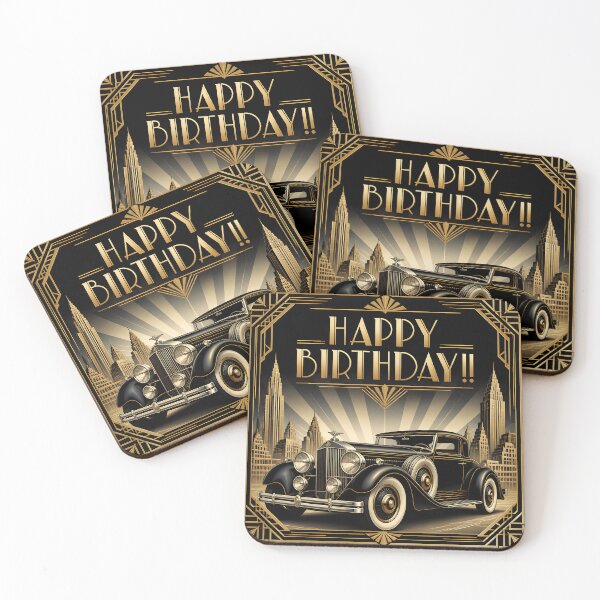 Artikelvorschau, Art Deco Birthday Vintage Car entworfen und verkauft von Clockwork and Bloom.