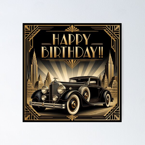Item preview, Art Deco Birthday Vintage Car designed and sold by Clockwork and Bloom.