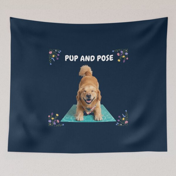 Item preview, Cheerful Dog Pup and Pose Stretching Yoga Design designed and sold by WellspringXflow.