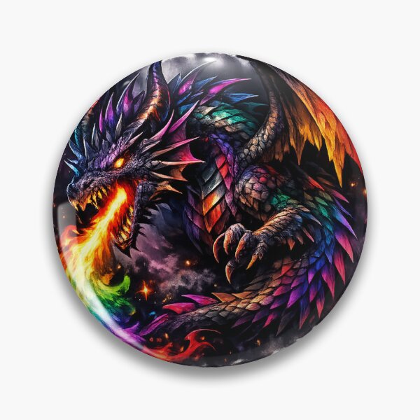 Item preview, Dragon Fire Dark Rainbow Sticker | Fantasy Rainbow Dragon Art designed and sold by Deepstudio09.