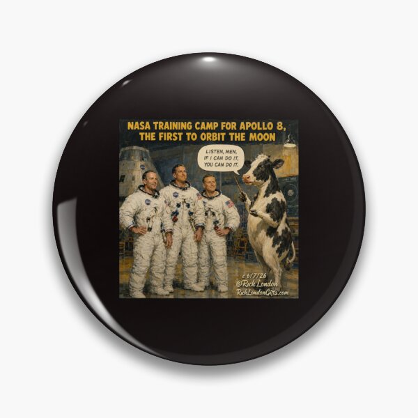 Item preview, Apollo 8 Cow Trainer – Retro NASA Space Humor Cartoon designed and sold by Rick London Gifts.