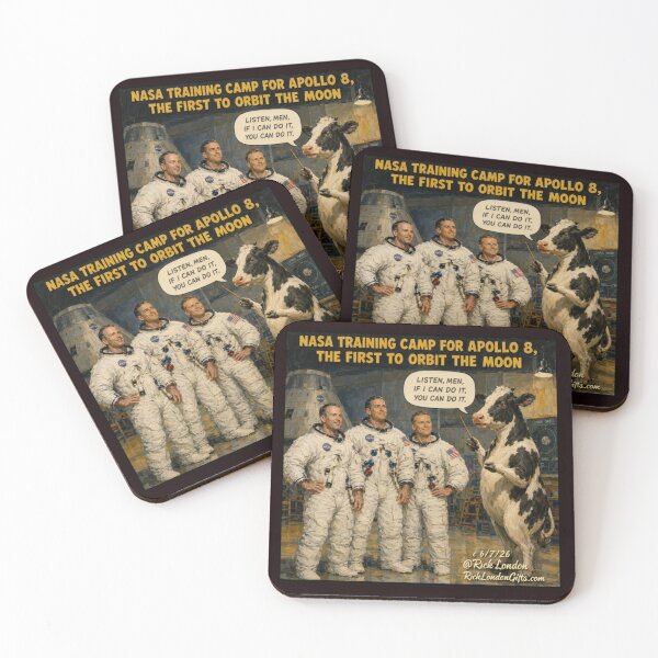 Item preview, Apollo 8 Cow Trainer – Retro NASA Space Humor Cartoon designed and sold by Rick London Gifts.