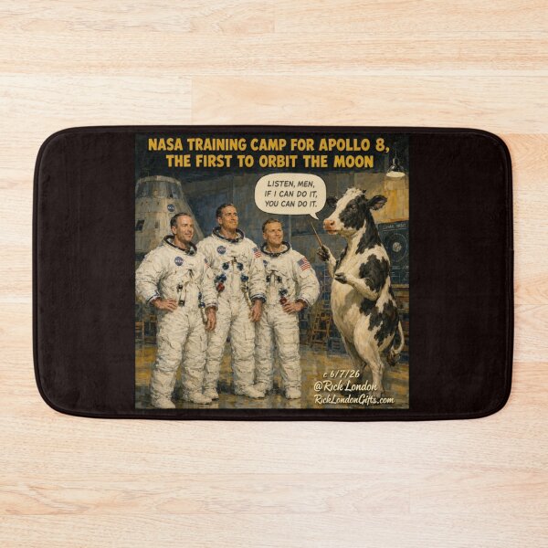Item preview, Apollo 8 Cow Trainer – Retro NASA Space Humor Cartoon designed and sold by Rick London Gifts.