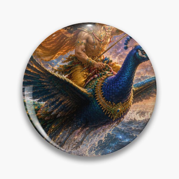Item preview, Ganesha Wisdom Series: Kartikeya Crossing the Cosmic Oceans | Murugan's Universal Race | Hindu Fantasy Art designed and sold by Homyar.