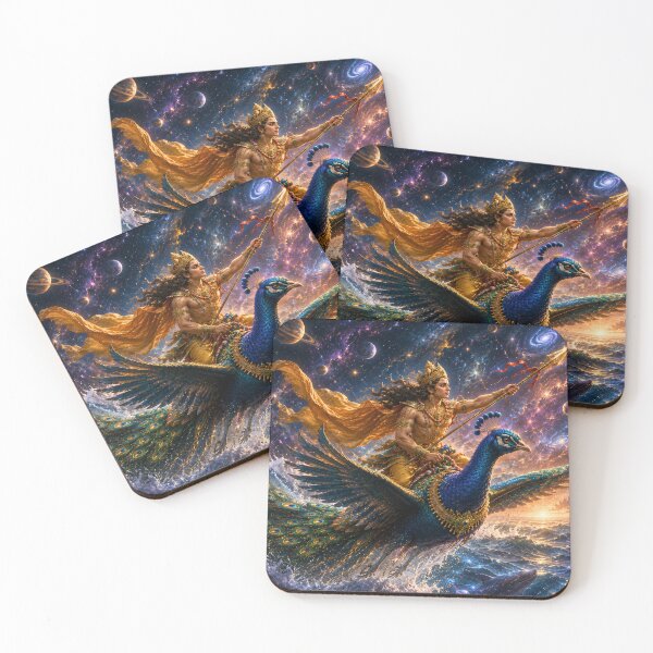 Item preview, Ganesha Wisdom Series: Kartikeya Crossing the Cosmic Oceans | Murugan's Universal Race | Hindu Fantasy Art designed and sold by Homyar.