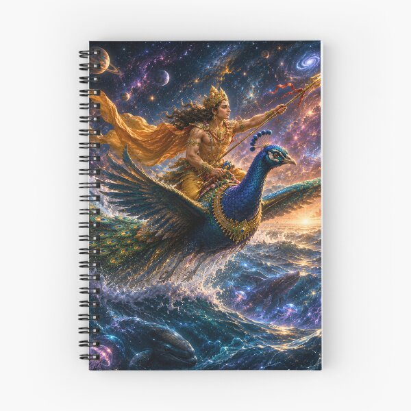Item preview, Ganesha Wisdom Series: Kartikeya Crossing the Cosmic Oceans | Murugan's Universal Race | Hindu Fantasy Art designed and sold by Homyar.