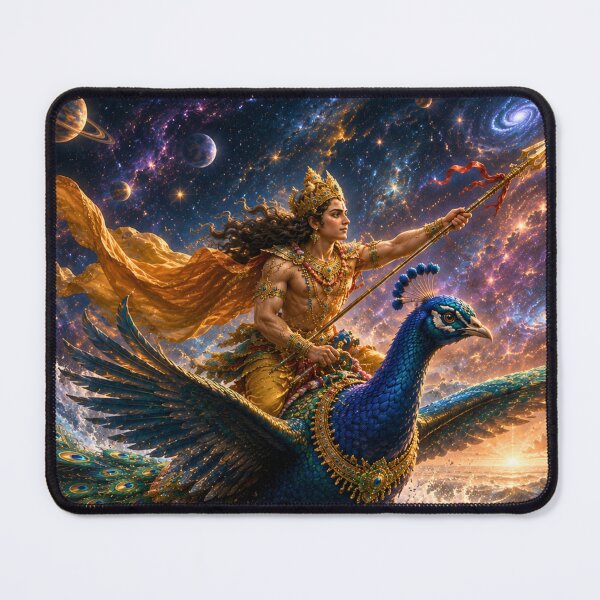 Item preview, Ganesha Wisdom Series: Kartikeya Crossing the Cosmic Oceans | Murugan's Universal Race | Hindu Fantasy Art designed and sold by Homyar.